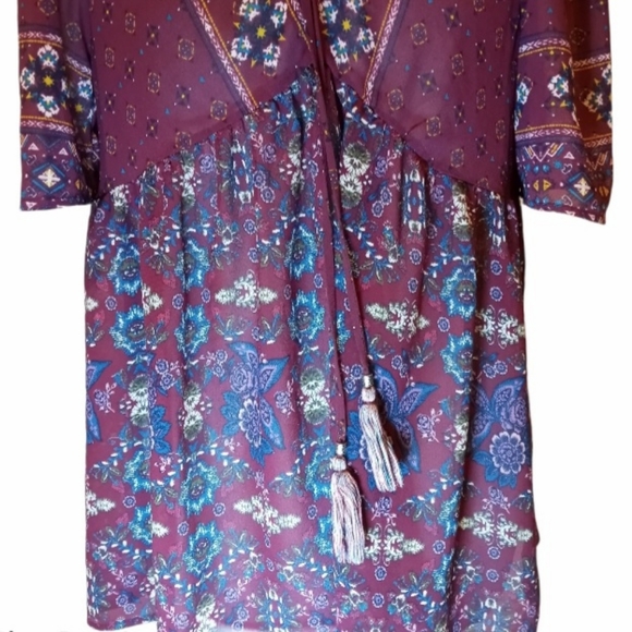 Knox Rose Bohemian Purple Babydoll Top - Picture 4 of 7